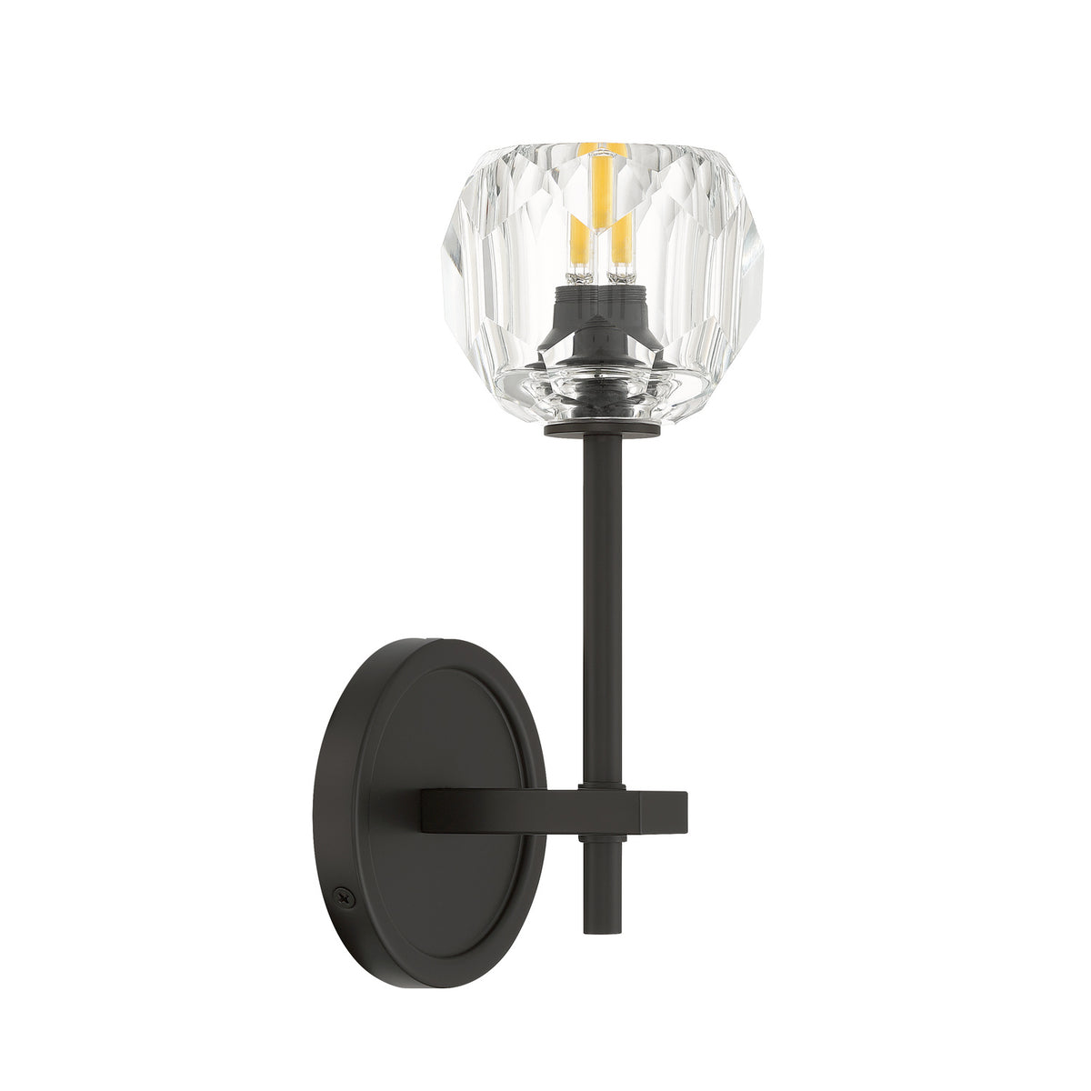 Crystorama Aragon 1-Light Wall Sconce Matte Black Crystal - detail