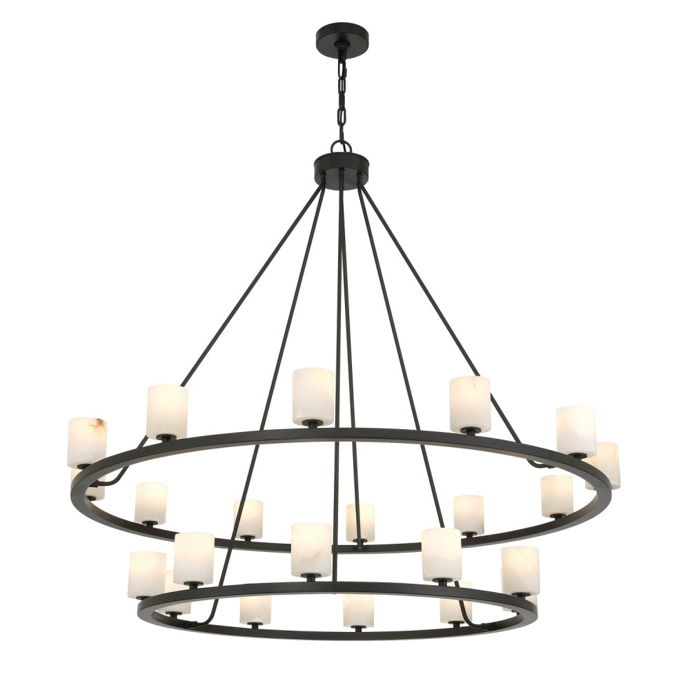 Crystorama Aragon 22-Light Chandelier Matte Black Stone
