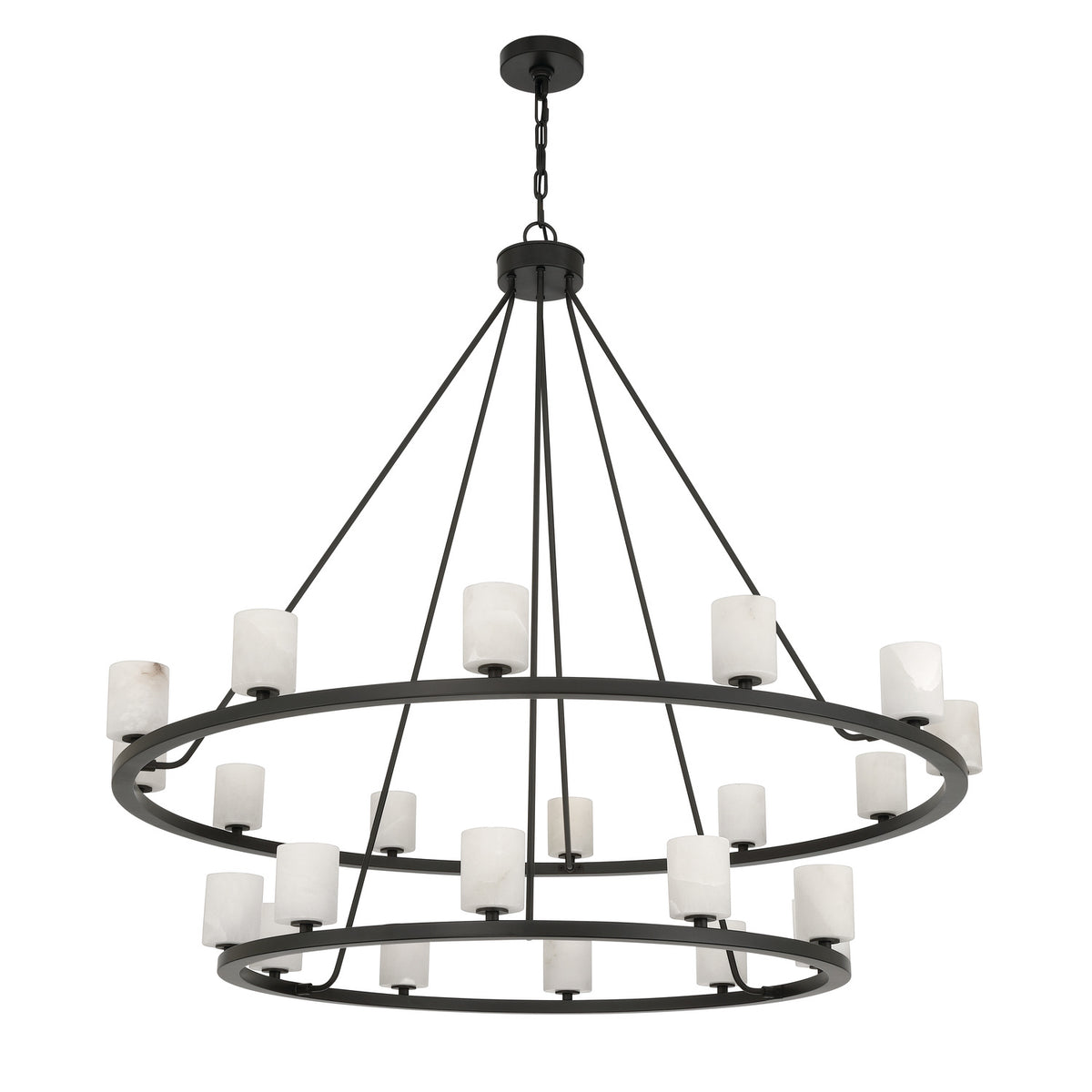Crystorama Aragon 22-Light Chandelier Matte Black Stone - detail