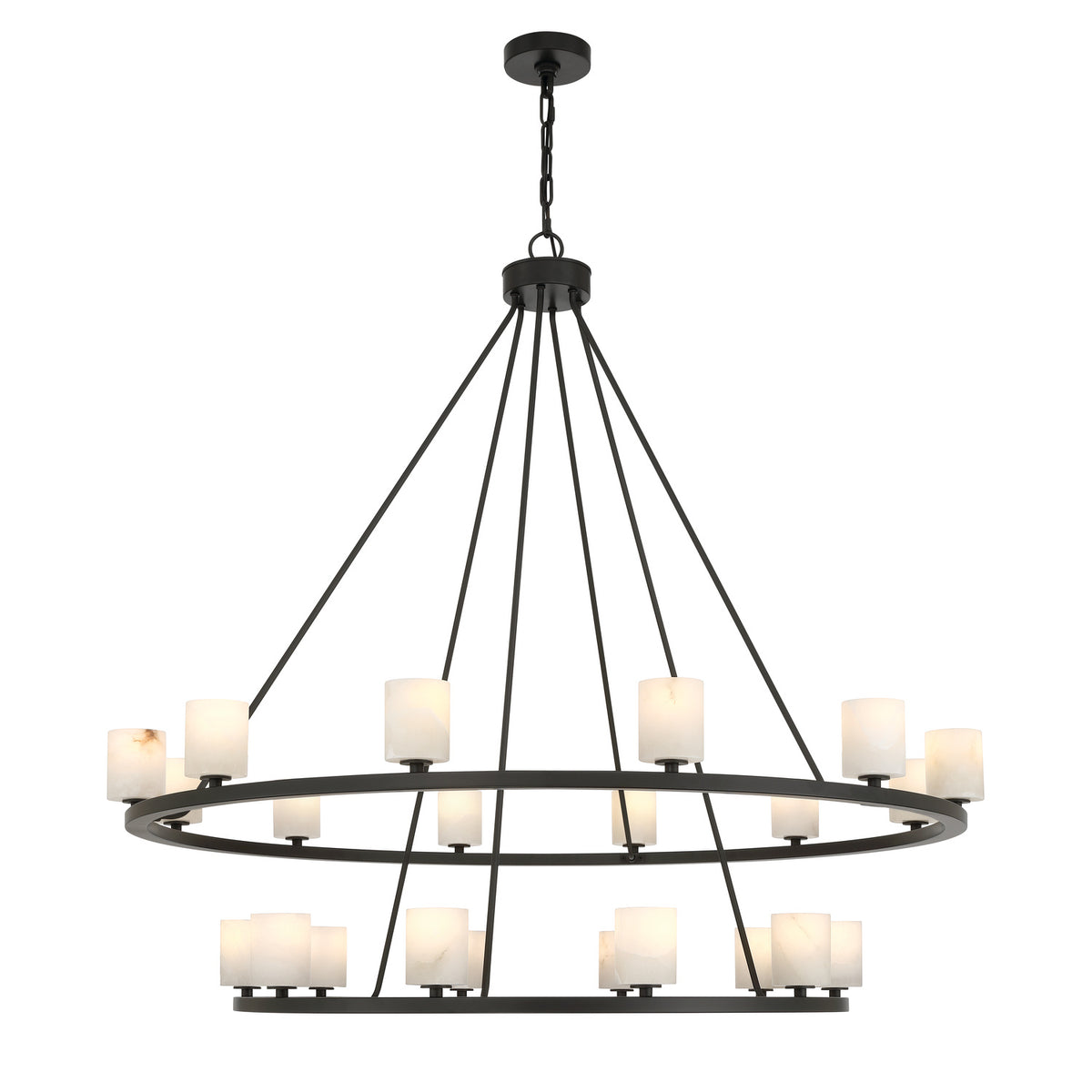 Crystorama Aragon 22-Light Chandelier Matte Black Stone - detail