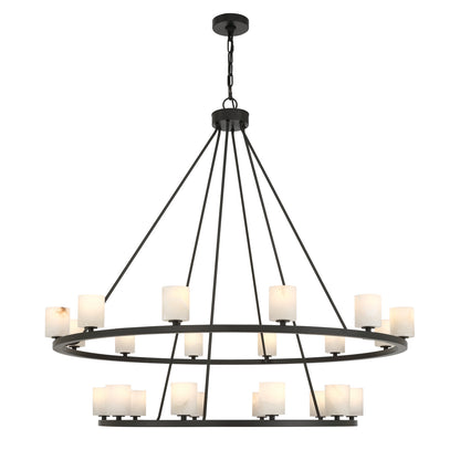 Crystorama Aragon 22-Light Chandelier Matte Black Stone - detail