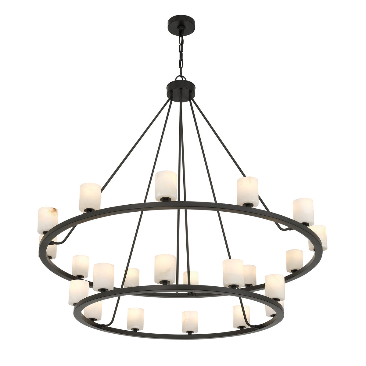 Crystorama Aragon 22-Light Chandelier Matte Black Stone - detail