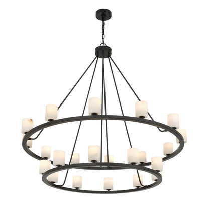 Crystorama Aragon 22-Light Chandelier Matte Black Stone - detail