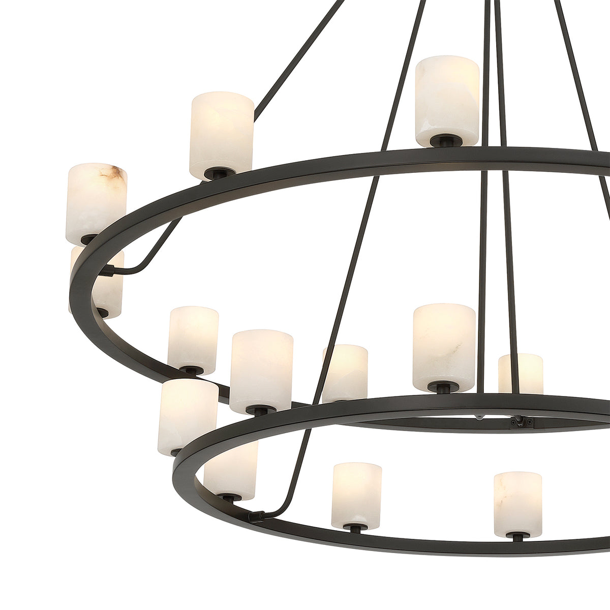 Crystorama Aragon 22-Light Chandelier Matte Black Stone - detail