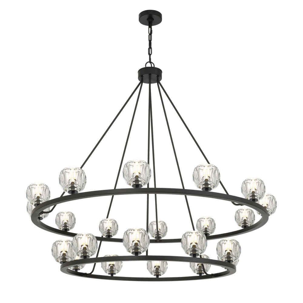 Crystorama Aragon 22-Light Chandelier Matte Black Crystal