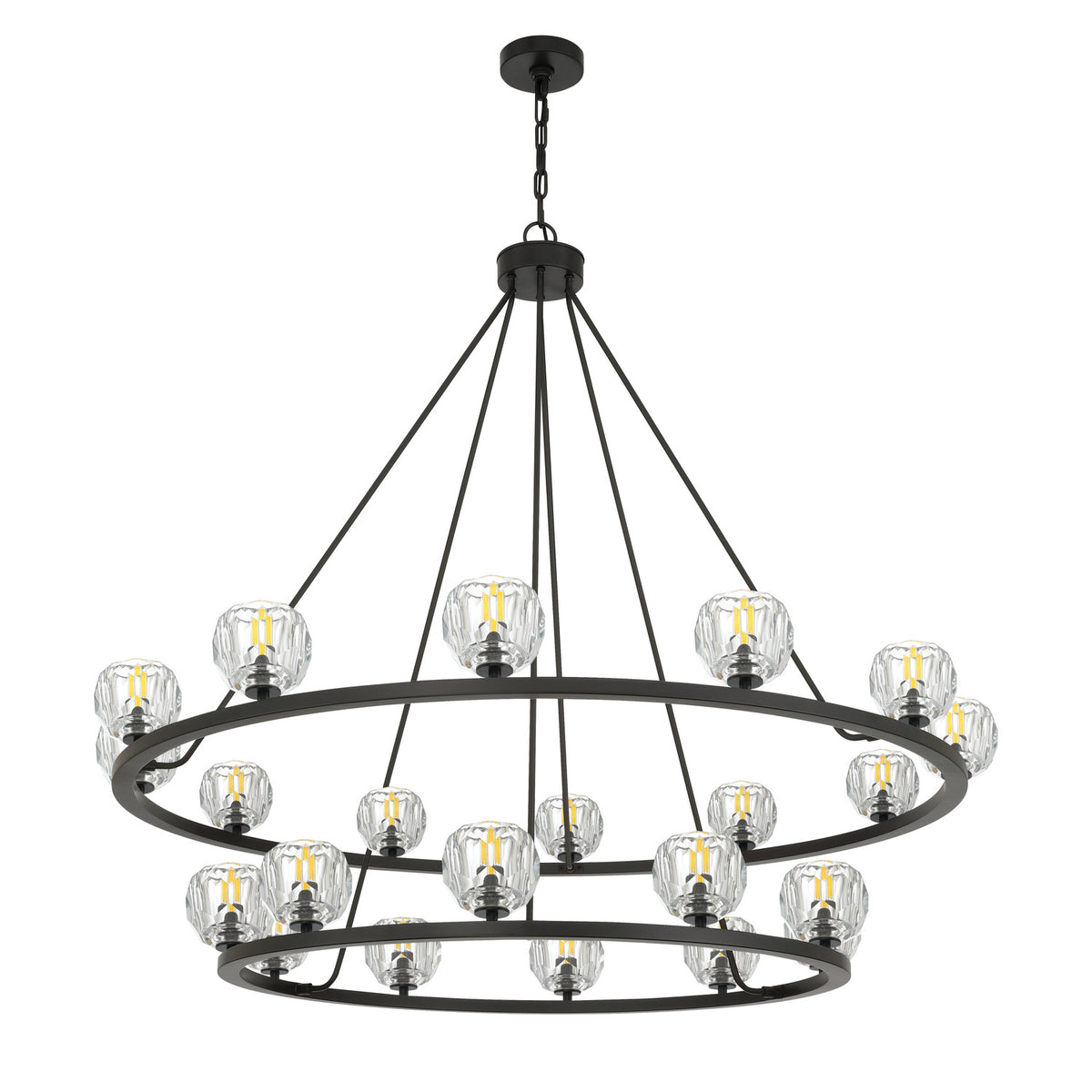 Crystorama Aragon 22-Light Chandelier Matte Black Crystal - detail