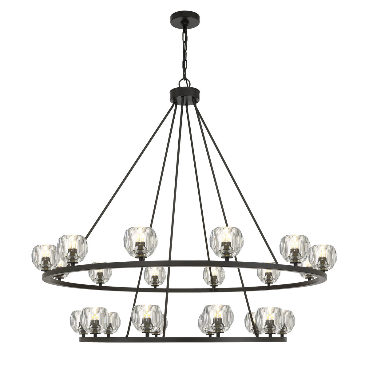 Crystorama Aragon 22-Light Chandelier Matte Black Crystal - detail