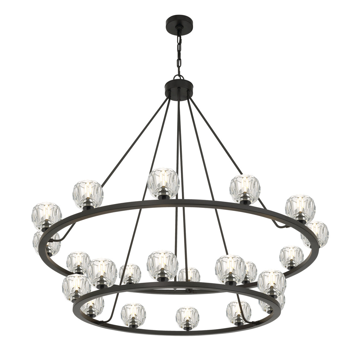 Crystorama Aragon 22-Light Chandelier Matte Black Crystal - detail