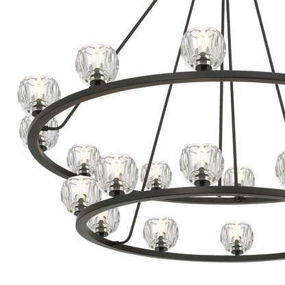 Crystorama Aragon 22-Light Chandelier Matte Black Crystal - detail