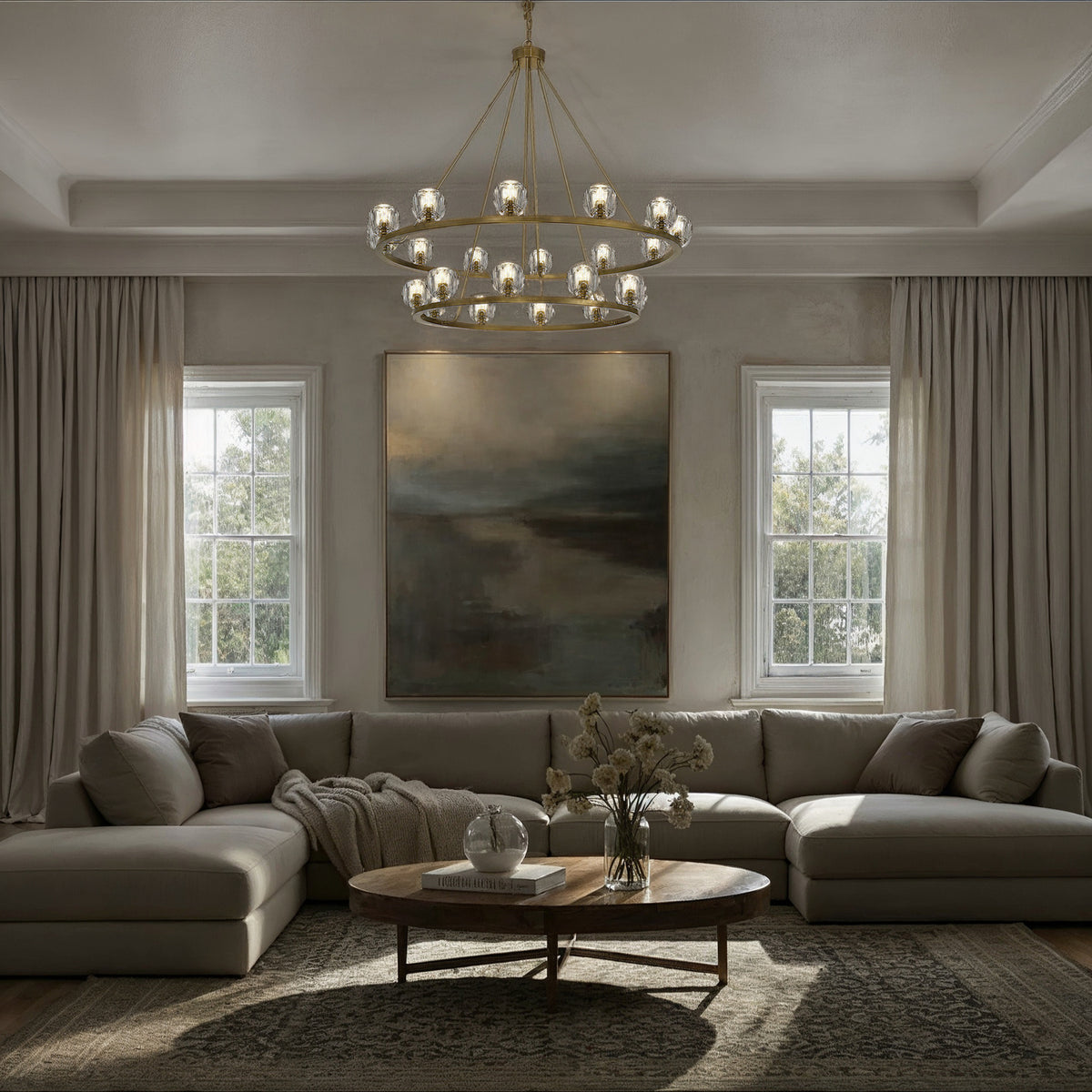 Crystorama Aragon 22-Light Chandelier Soft Brass Crystal - lifestyle