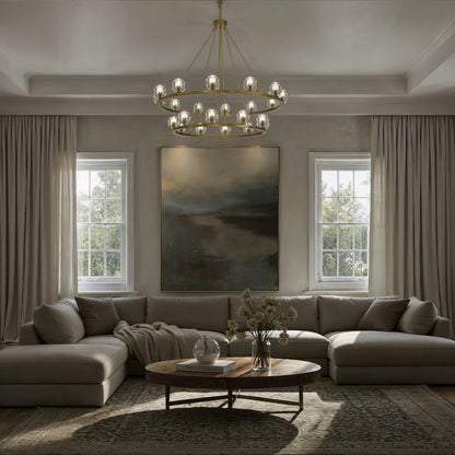 Crystorama Aragon 22-Light Chandelier Soft Brass Crystal - lifestyle