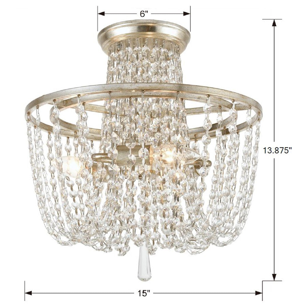 Crystorama Arcadia Semi Flush Mount Antique Gold