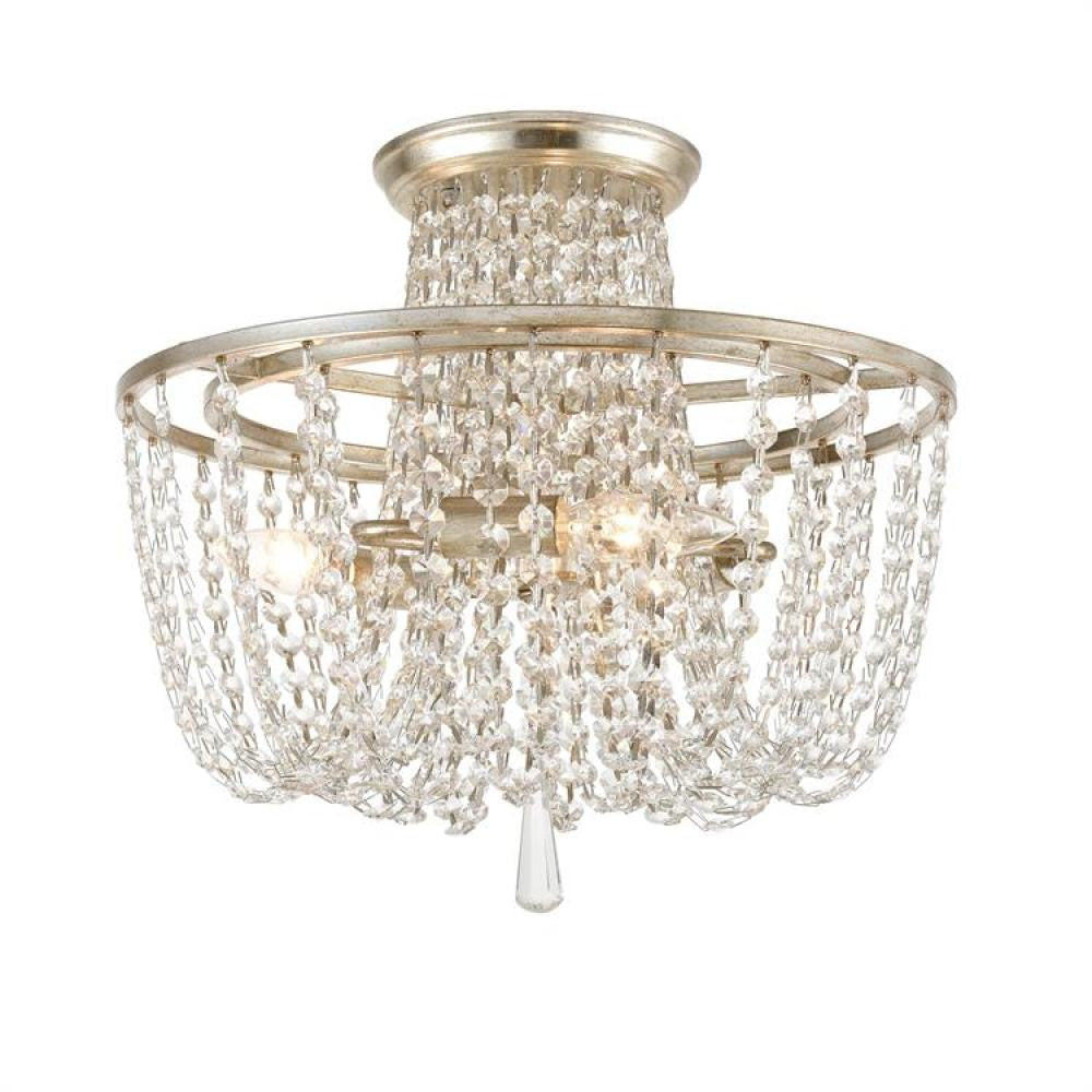Crystorama Arcadia Semi Flush Mount Antique Silver