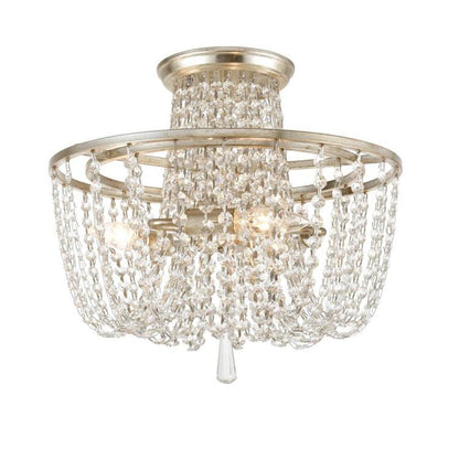 Crystorama Arcadia Semi Flush Mount Antique Silver