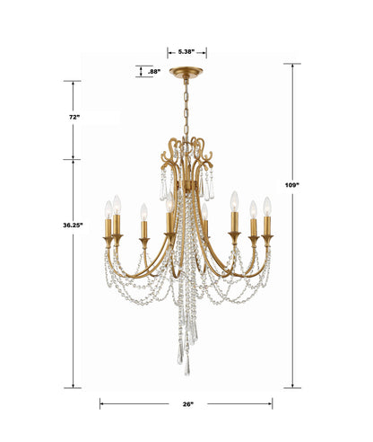 Arcadia Chandelier - Antique Gold, Hand Cut Crystal 36.25"H