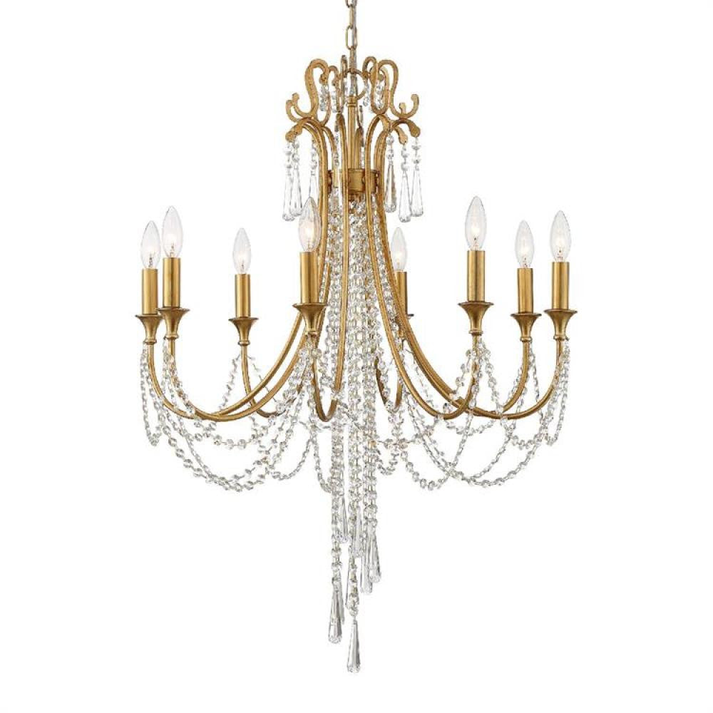 Arcadia Chandelier - Antique Gold, Hand Cut Crystal 36.25"H