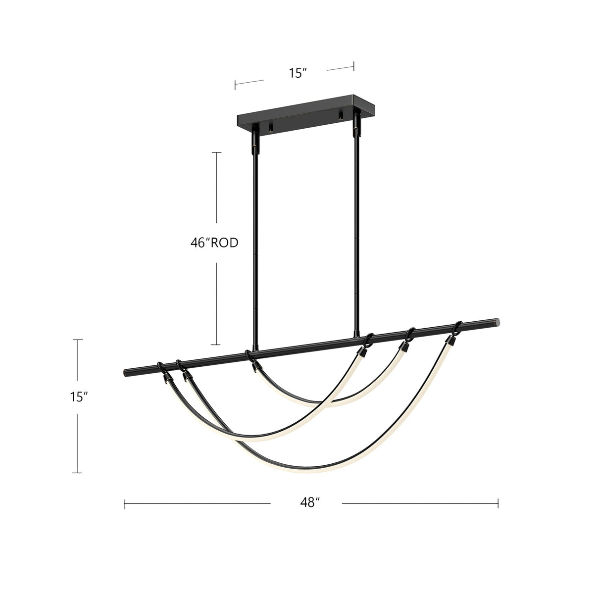 Aryas 48" Vintage Brass LED Linear Pendant