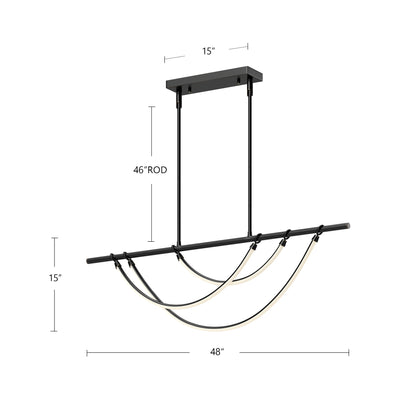 Aryas 48" Vintage Brass LED Linear Pendant
