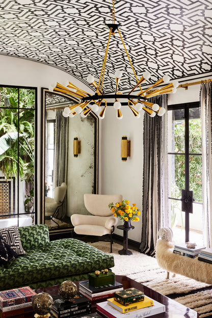 Corbett Aries Chandelier Vintage Polished Brass with Black Brass Detail 1