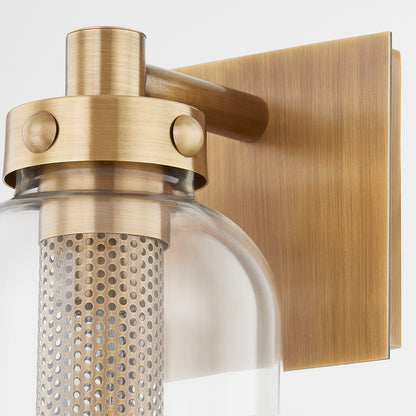 Troy Atwater Outdoor Wall Sconce Patina Brass Detail 1