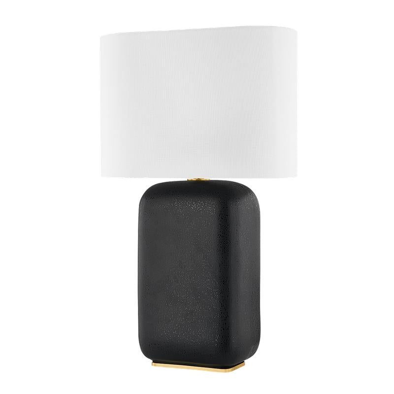 Hudson Valley Arthur Table Lamp Aged Brass, Black Lava Ceramic