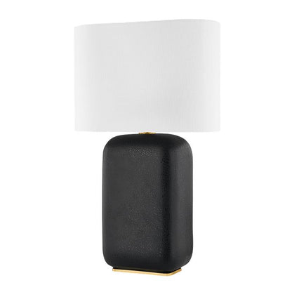 Hudson Valley Arthur Table Lamp Aged Brass, Black Lava Ceramic