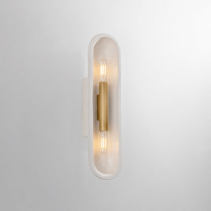 Troy Lane Wall Sconce Patina Brass / Ceramic White Large Crackle Detail 2