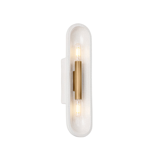 Troy Lane Wall Sconce Patina Brass / Ceramic White Large Crackle