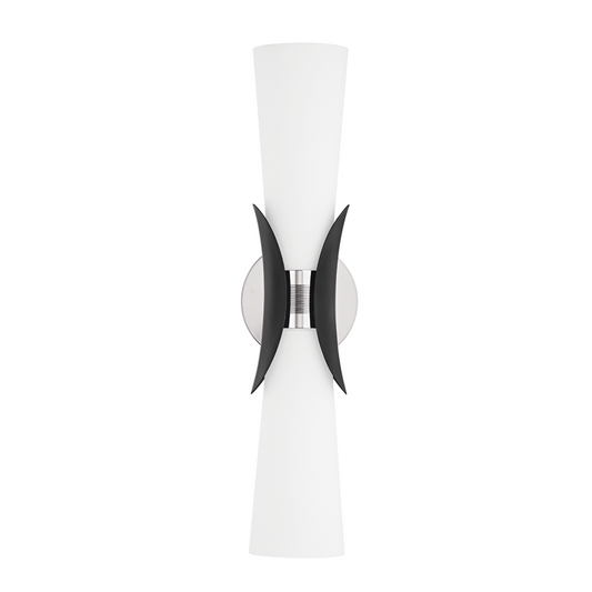 Troy Muncie Wall Sconce Polished Nickel / Soft Black