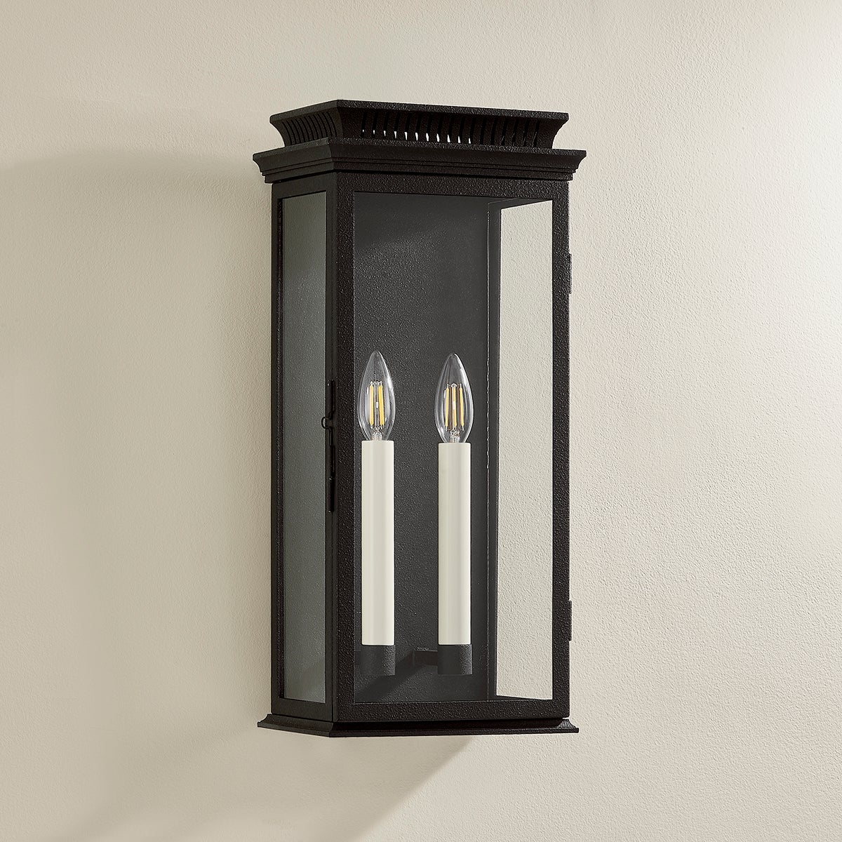 Troy Louie Outdoor Wall Sconce Forged Iron Detail 1