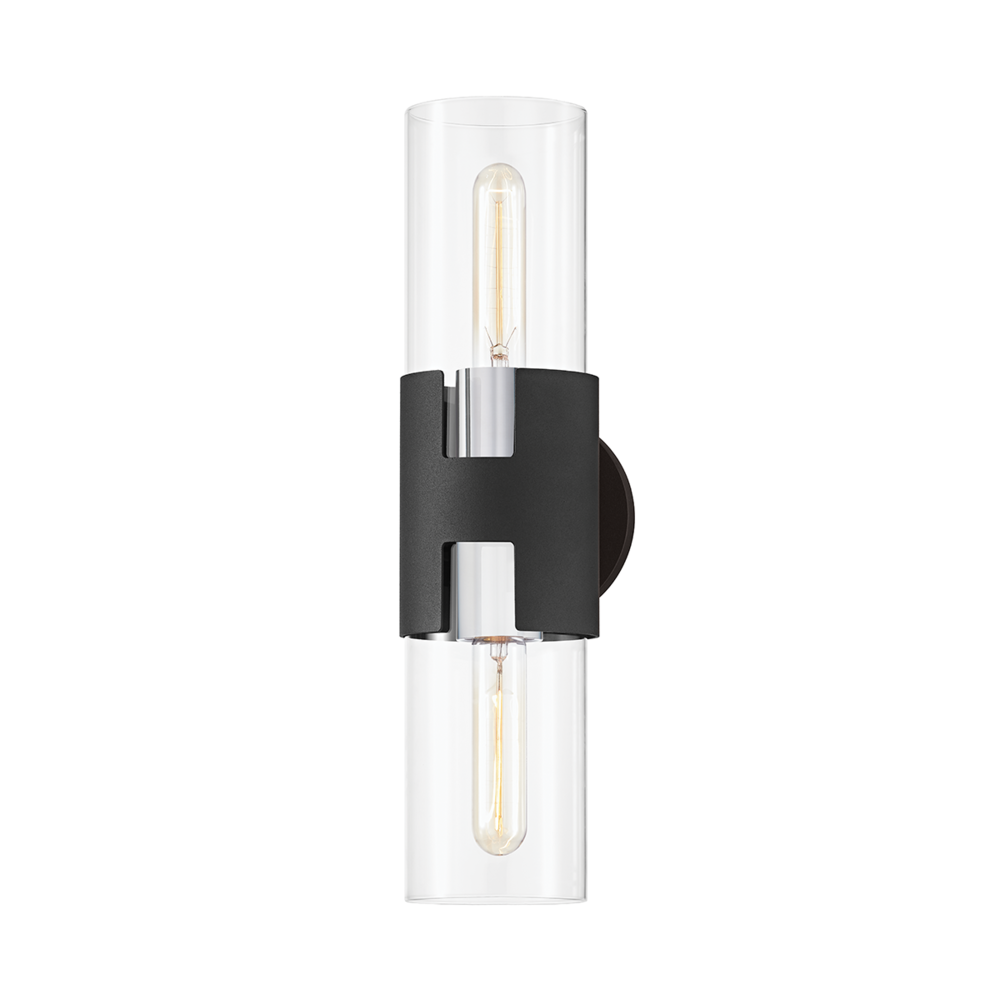 Troy Amado Wall Sconce Polished Nickel / Textured Black