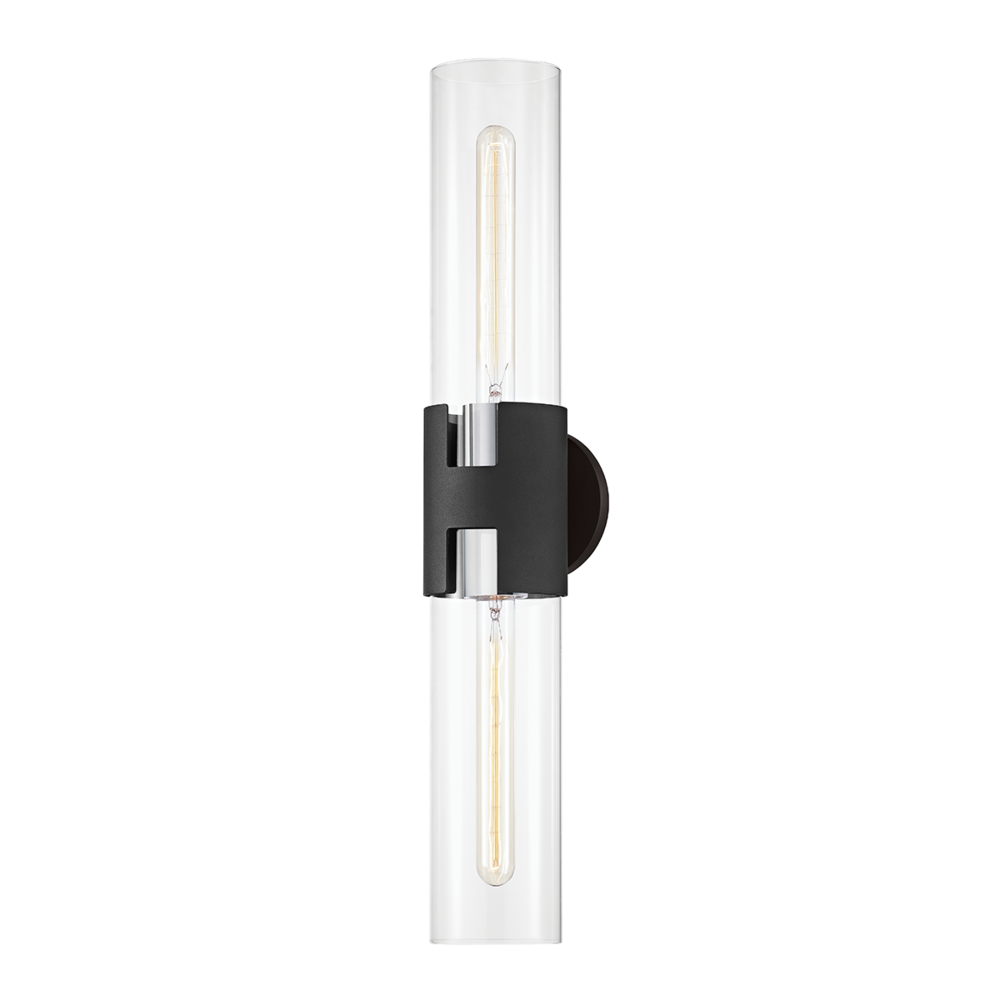 Troy Amado Wall Sconce Polished Nickel / Textured Black