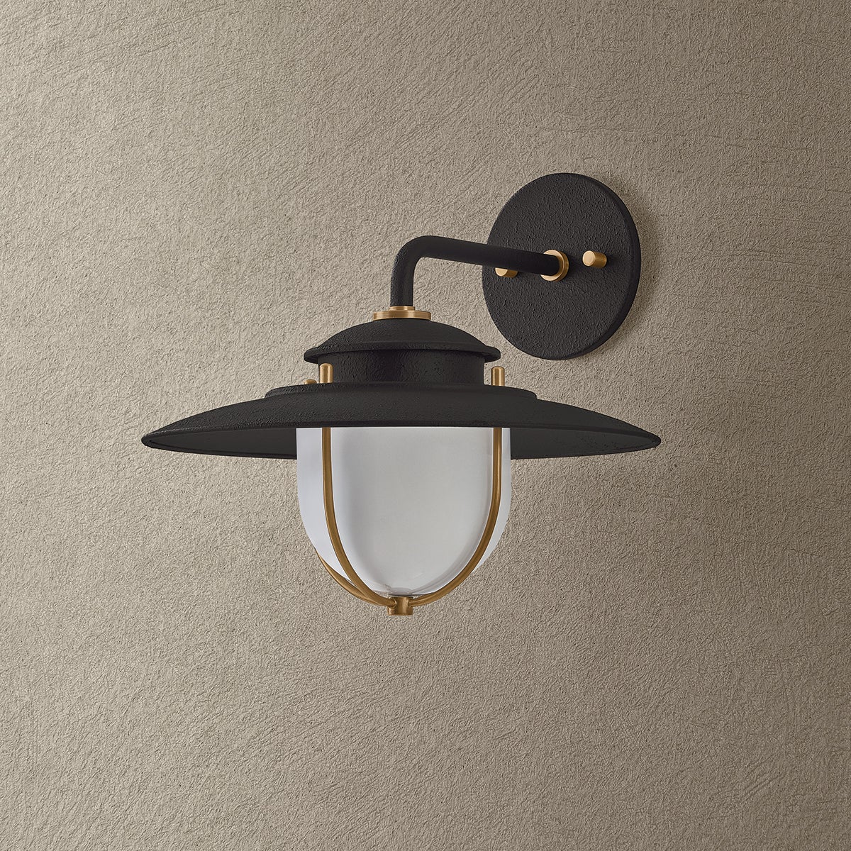 Troy Greentree Outdoor Wall Sconce Forged Iron / Patina Brass Detail 2