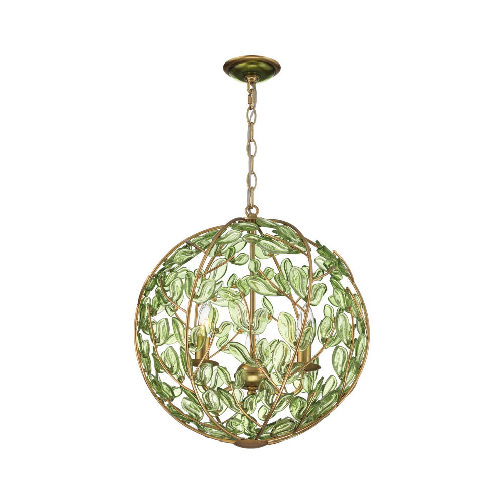 Crystorama Bridget 16.5" 3-Light Chandelier Green