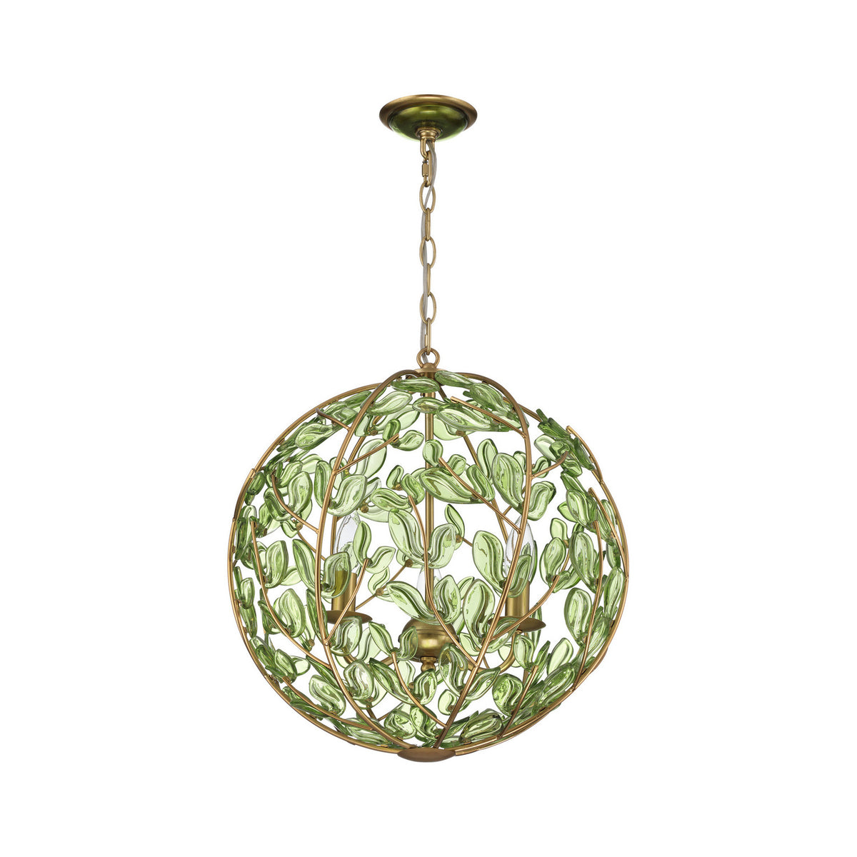 Crystorama Bridget 16.5" 3-Light Chandelier Green - detail