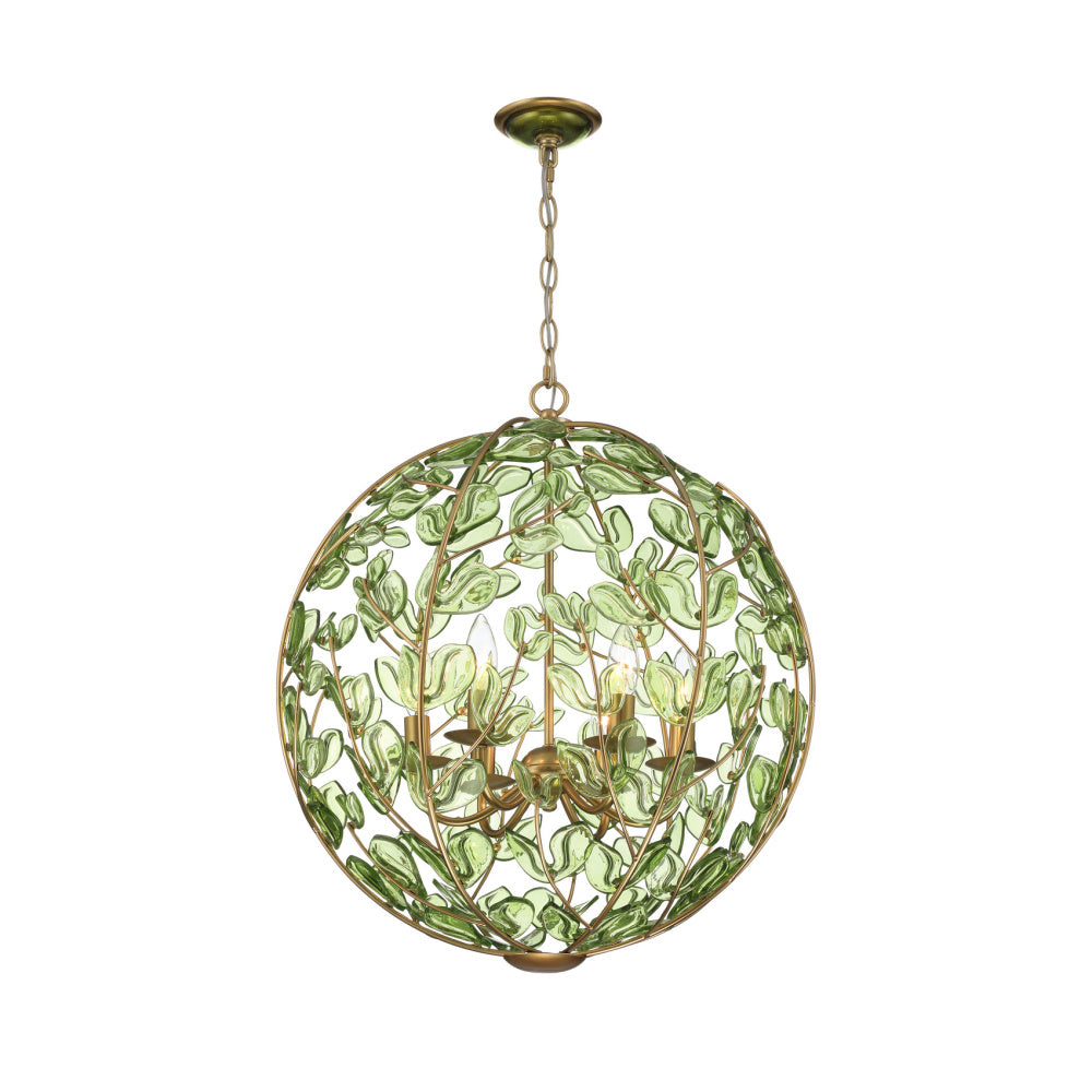 Crystorama Bridget 21" 6-Light Chandelier Green