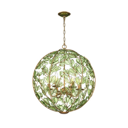Crystorama Bridget 21" 6-Light Chandelier Green