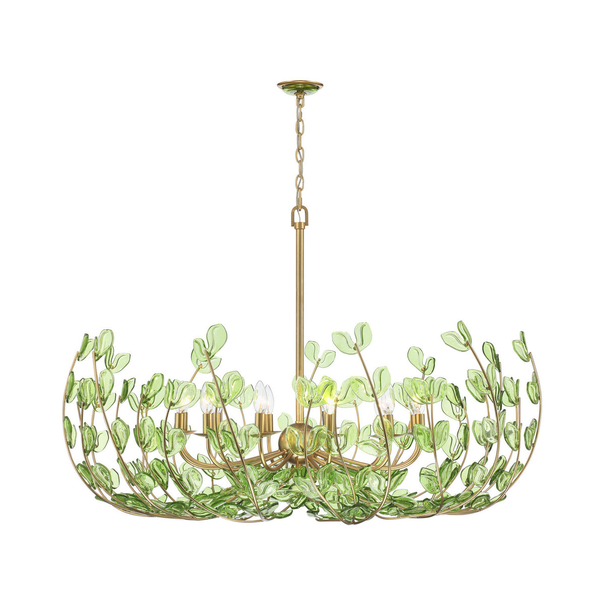 Crystorama Bridget 42" 12-Light Chandelier Green - detail