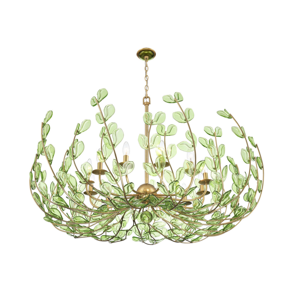 Crystorama Bridget 42" 12-Light Chandelier Green - detail