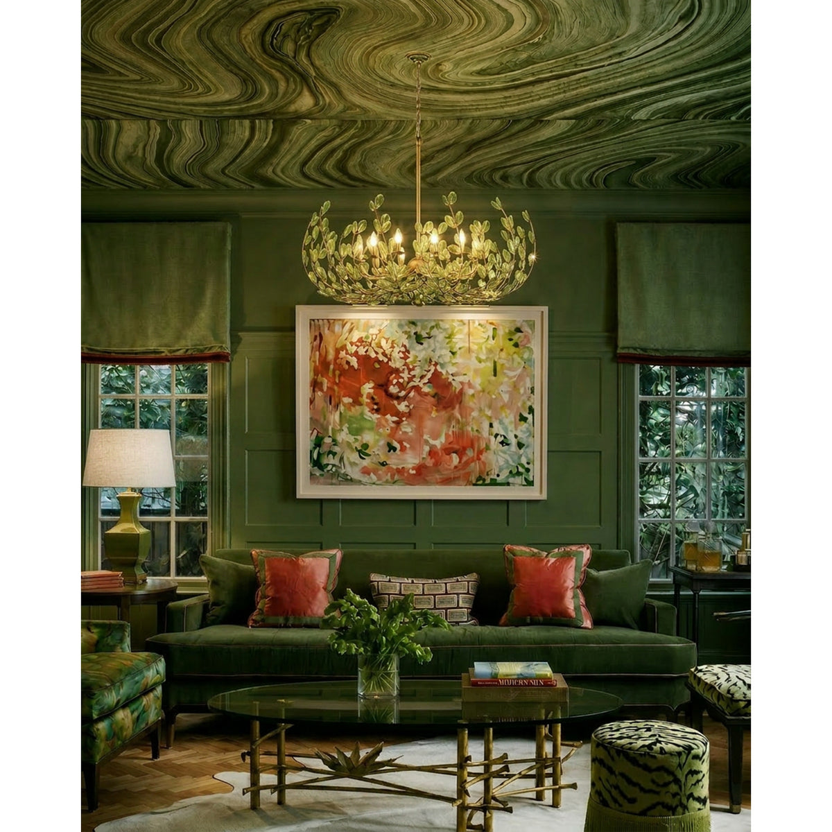 Crystorama Bridget 42" 12-Light Chandelier Green - lifestyle