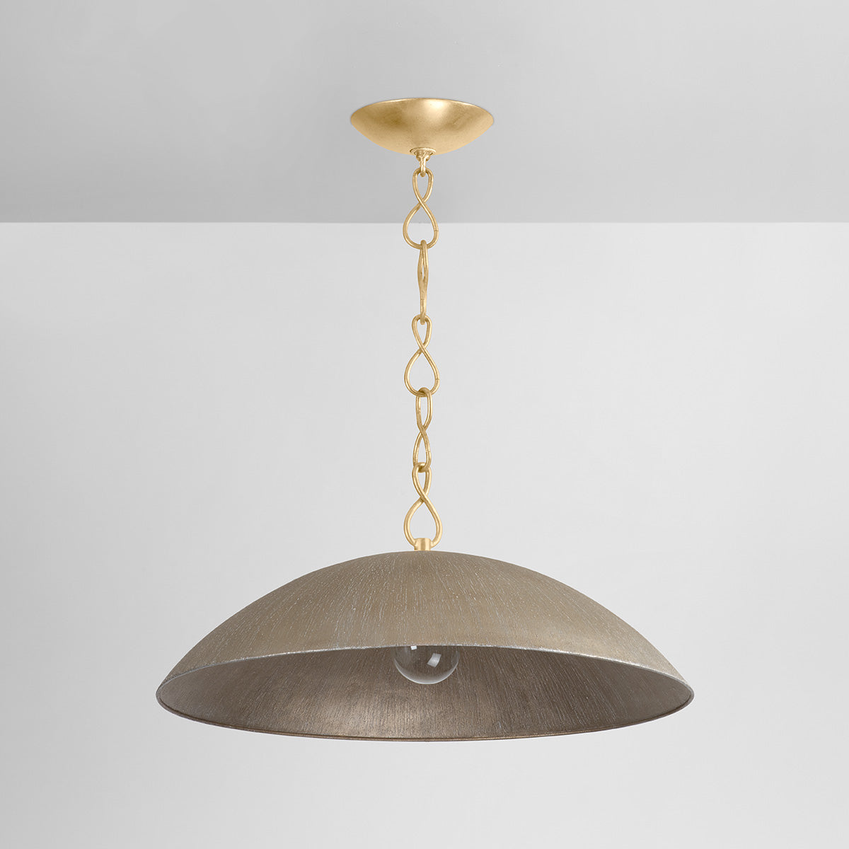 Hudson Valley Eve 24" Pendant Vintage Gold Leaf/Textured Warm Silver Leaf detail view 1