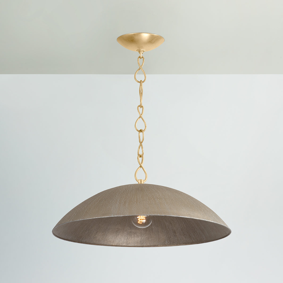 Hudson Valley Eve 24" Pendant Vintage Gold Leaf/Textured Warm Silver Leaf detail view 2