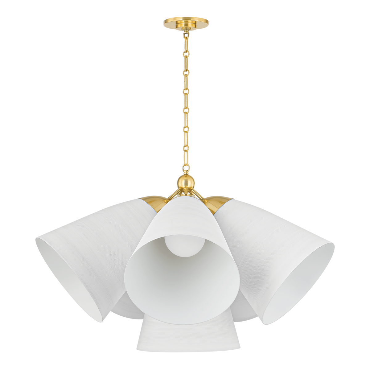 Hudson Valley Bronson 5-Light Chandelier Aged Brass/White Plaster