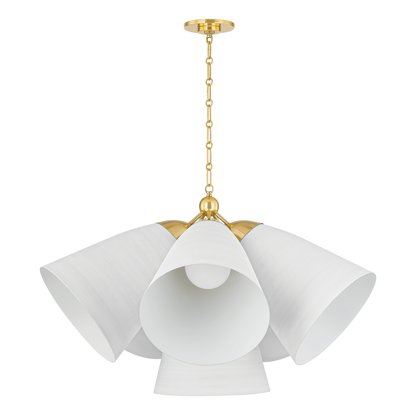 Hudson Valley Bronson 5-Light Chandelier Aged Brass/White Plaster