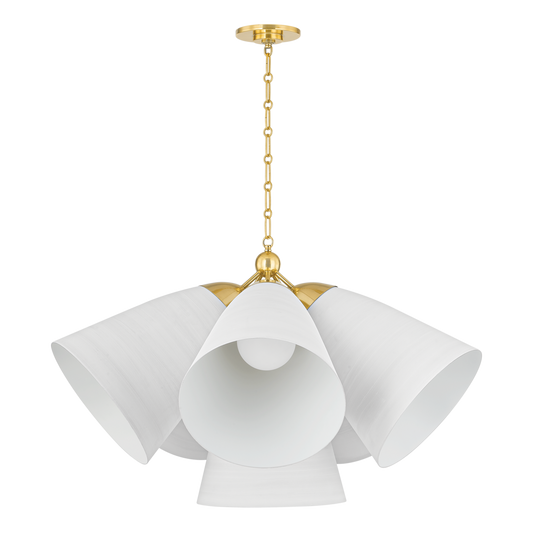 Hudson Valley Bronson 5-Light Chandelier Aged Brass/White Plaster