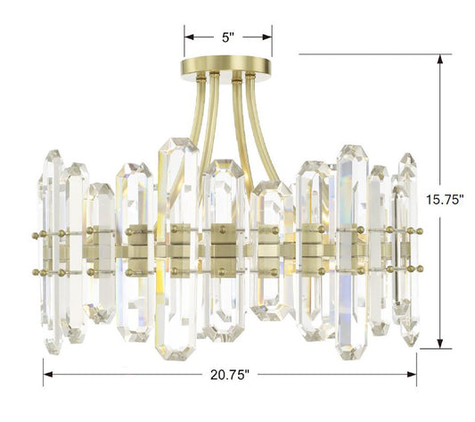Crystorama Bolton Semi Flush Mount Polished Nickel