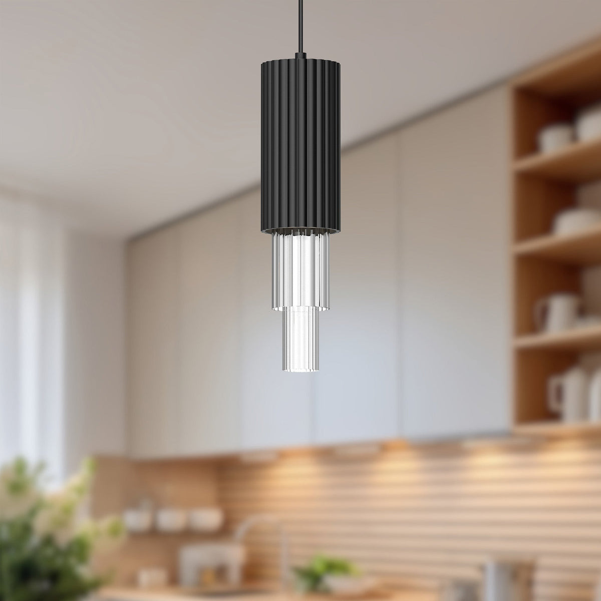 Bordeaux 4" Ribbed Glass LED Pendant