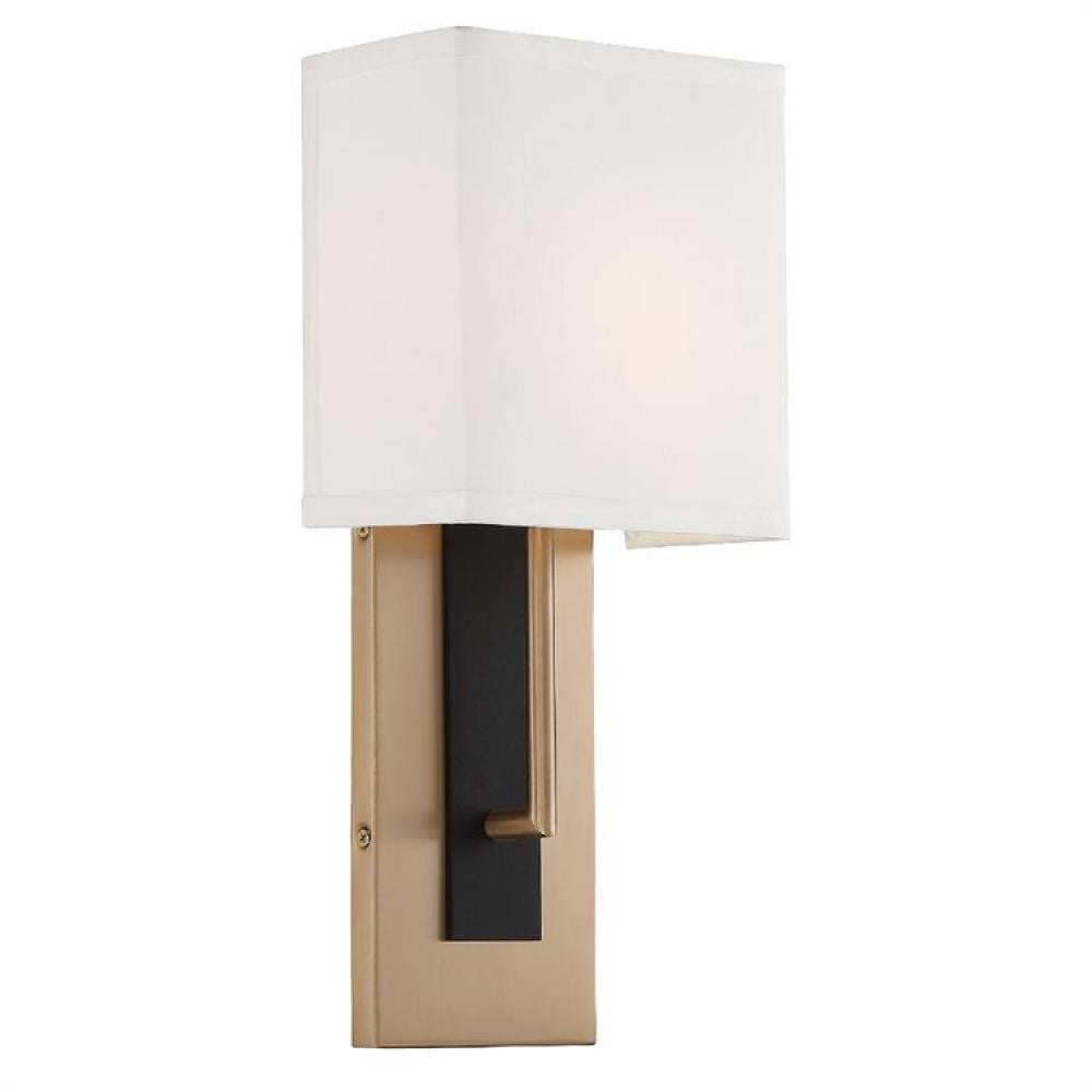 Crystorama Brent Wall Sconce Vibrant Gold, Black Forged