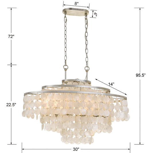 Brielle 6 Light Antique Silver Linear Chandelier
