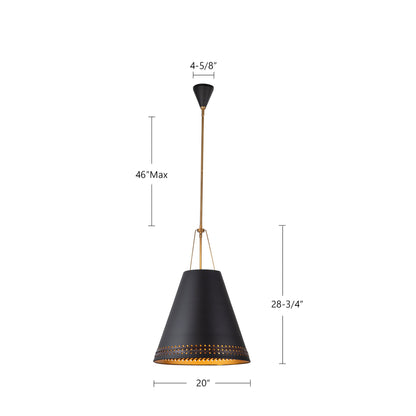 Brickell 20" Leather 3-Light Pendant